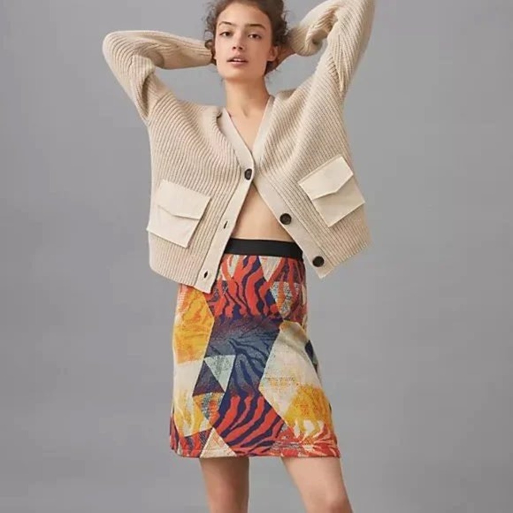 Aldo Martins X Anthro Multicolor Abstract Knit A-line Mini Skirt Size Large NWOT